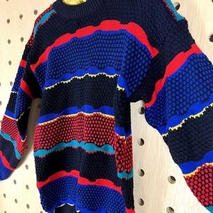 80s knit youth funky striped sweater